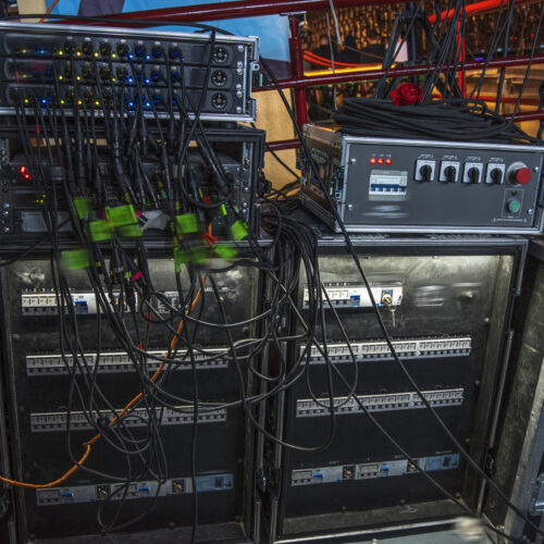 sound equipment at the concert. television shooting